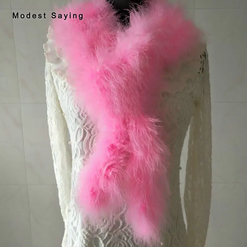 Роскошные розовые меховые пуховые шали Свадебные накидки 2019 цвета слоновой