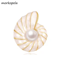 morkopela conch enemal pin small scarf pins brooch pearl brooches accessories best gift for women