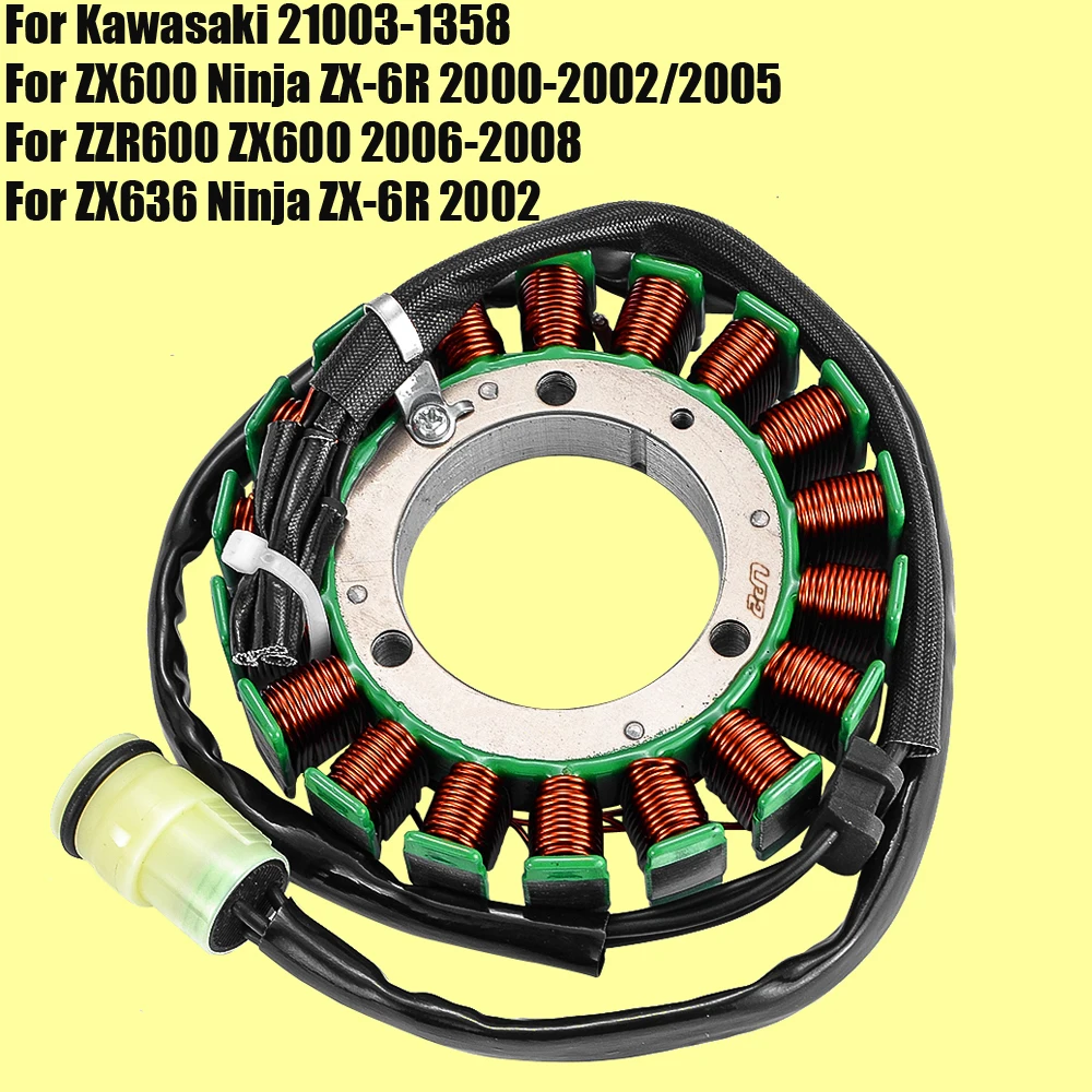 

Stator Coil for Kawasaki Ninja ZX-6R ZX600 2000 2001 2002 2005 21003-1358 ZZR600 2006-2008 ZX636 Ninja ZX6R ZX 6R