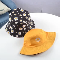 daisies embroidered buckets hat cow women transparent lace flower beach panama hats top snapback fashion daisy sun cap summer