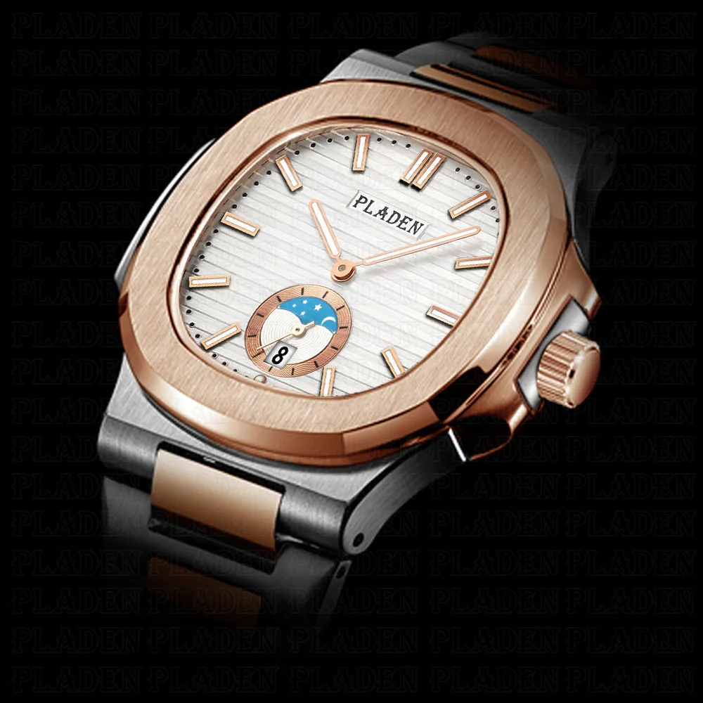 PLADEN Для Мужчин's класса люкс от известного бренда часы два тона обычный пилота