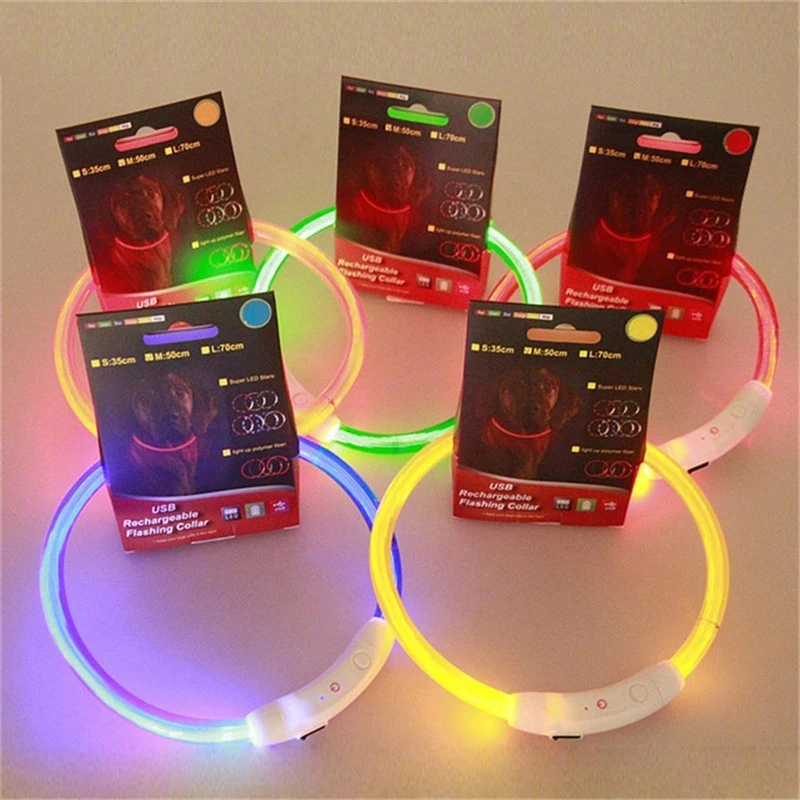 

Led Usb Dog Collar Rechargeable LED Charging Tube Flashing Night Dog Collars Glowing Luminous Safety Pets Dog Collar .