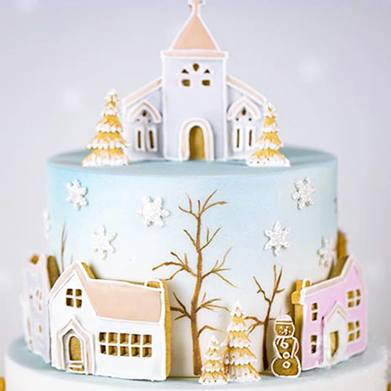 

DIY Handmade Household Clay Silicone Cake Mold Christmas Castle Cake Mold Kitchen Baking Supplies Cake Hot