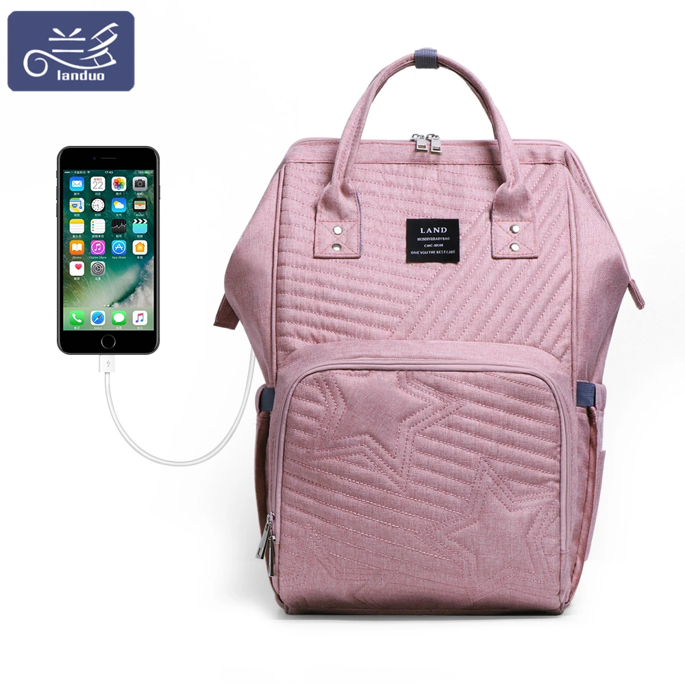 Новые сумки для подгузников LAND Mommy вместительные дорожные Landuo мам с USB кабелем