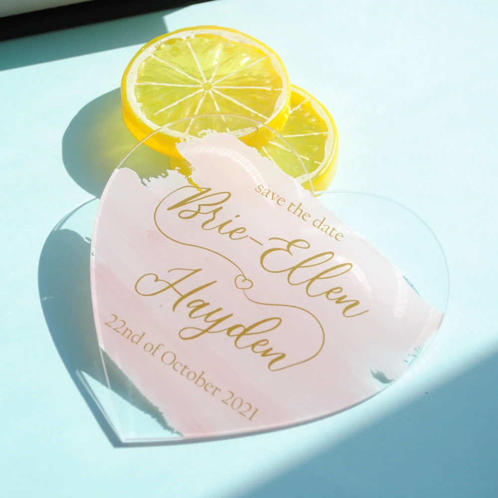 10 шт. изготовленные на заказ в форме сердца сохранить дату карты из смолы АБС