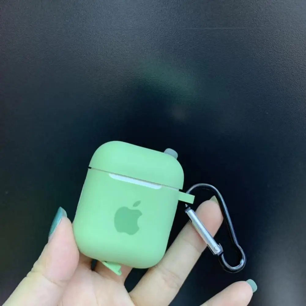 Чехол для Apple AirPods 2 1, чехол для наушников, аксессуары, мягкий чехол с милым логотипом, яркий цвет, чехол с крючками - Цвет: 19
