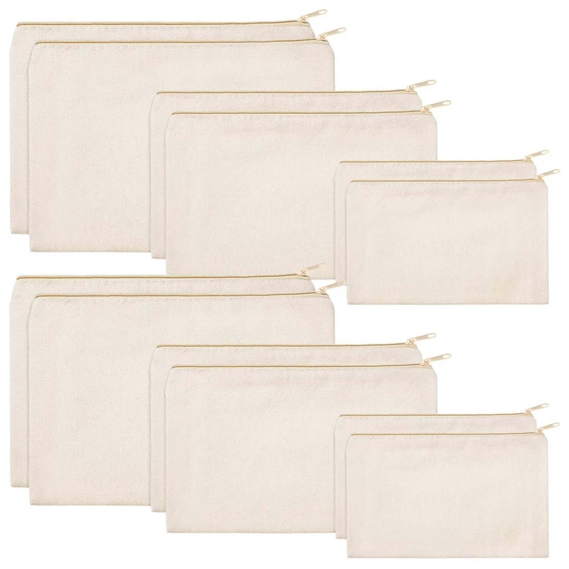 

Canvas Cosmetic Bag Multipurpose Cosmetic Pouch Zipper Makeup Bags Blank Make Up Purse for Women Travel Organize Storage