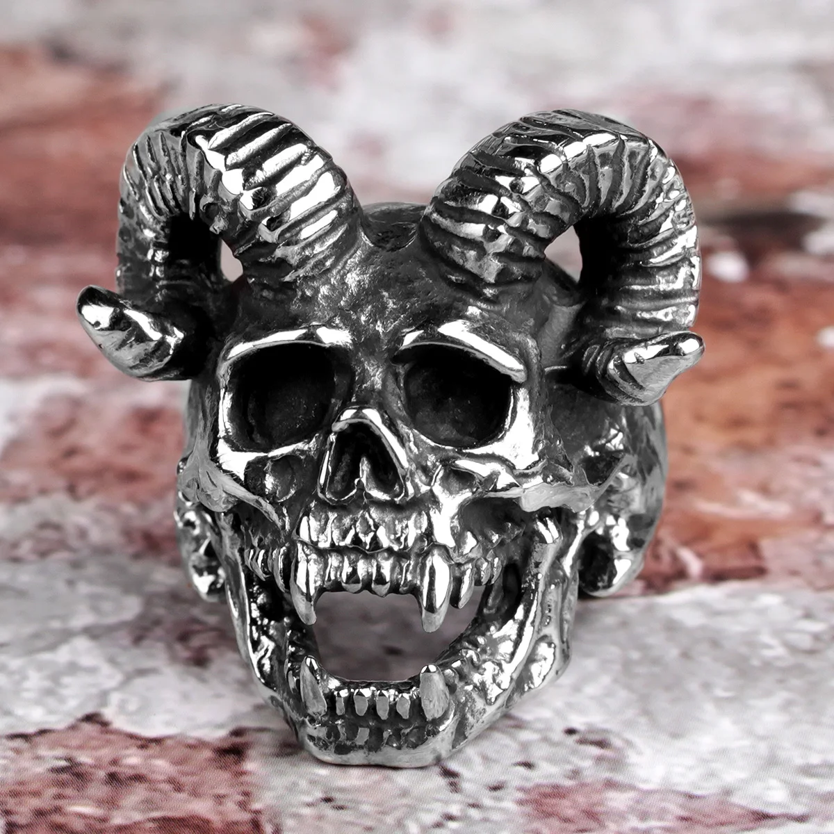 

Stainless Steel Men Rings Horn Satan Devil Demon Skull Punk Rock Gothic for Biker Male Boy Jewelry Creativity Gift Wholesale