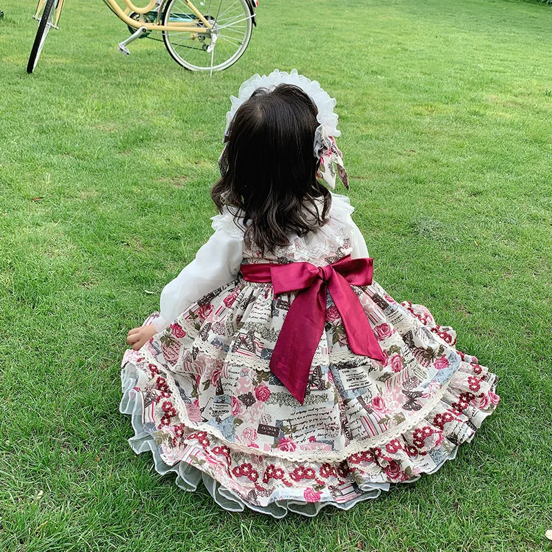 

Infant Lolita Princess Dresses for Baby Christmas Dress Children Spain Birthday Party Ball Gown Lace Bow Girls Boutique Dress