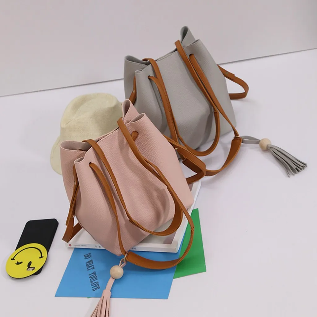 

2021 Hot Women Tassel Shoulder Handbag Tote Women Leather Large Women Large Shoulder Bag Crossbody Bag#G30