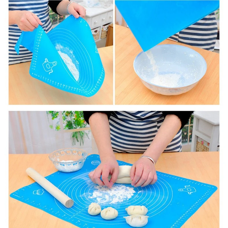 1Pcs Pastry Sheet Non-Stick Silicone Mat 50 x 40Cm & Sieve Stainless Steel Flour Cup Type Dessert Tools | Дом и сад