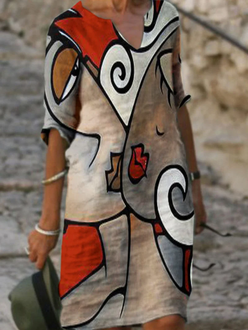 2021 винтажное женское платье по колено V образным вырезом леди с рукавом до локтя