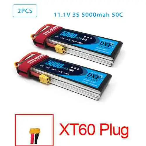 2 шт. DXF Lipo Батарея 2S 3S 7,4 V 11,1 V 6500 мА/ч, 5200 мА/ч, 60C 120C 50C 100C AKKU LiPo Батарея для Rc вертолет RC автомобиль Лодка - Цвет: 2PCS5200XT60