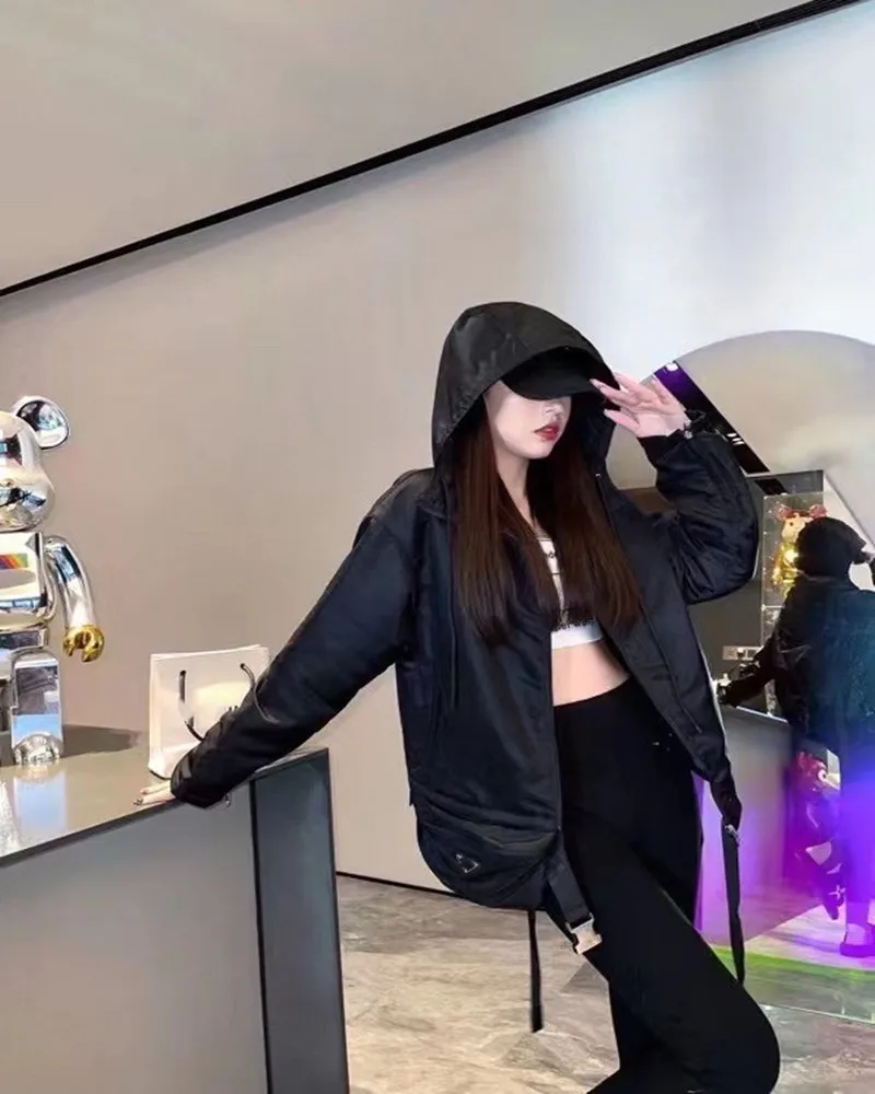 

Женская куртка с капюшоном, зима 2021, Повседневная ветровка, Женская Базовая куртка, ветрозащитная куртка на молнии, куртка-бомбер