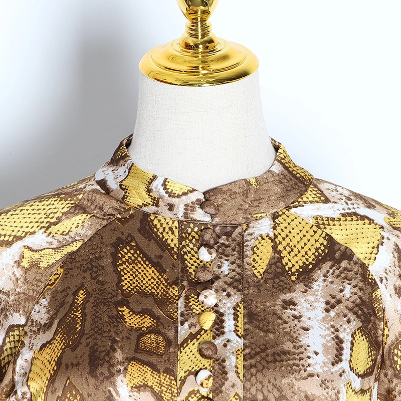 Женское винтажное платье миди с воротником-стойкой высокой талией и