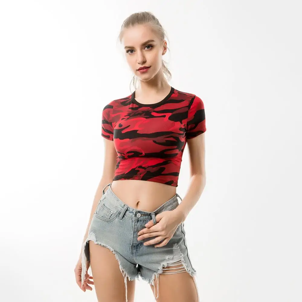 

High Street Sexy Print O-neck Sexy Crop Top Harajuku 2018 Summer Plaid Slim Short-sleeved T-shirt Women Casual Tee Cotton Crop
