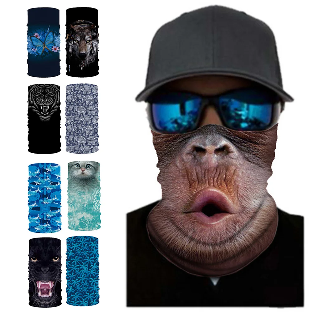 Unisex Animal Monkey Tiger Digital Print Anti UV Neck Gaiter Bandana Sports Face Cover Scarf | Спорт и развлечения
