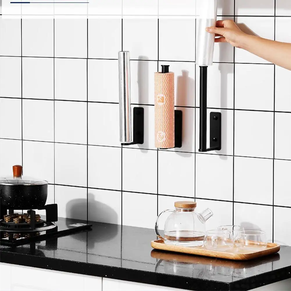 

Kitchen Punch-free Paper Roll Holder Towel Hanger Rack Bar Cabinet Rag Hanging Holder Organizer Shelf Toilet Paper Holder