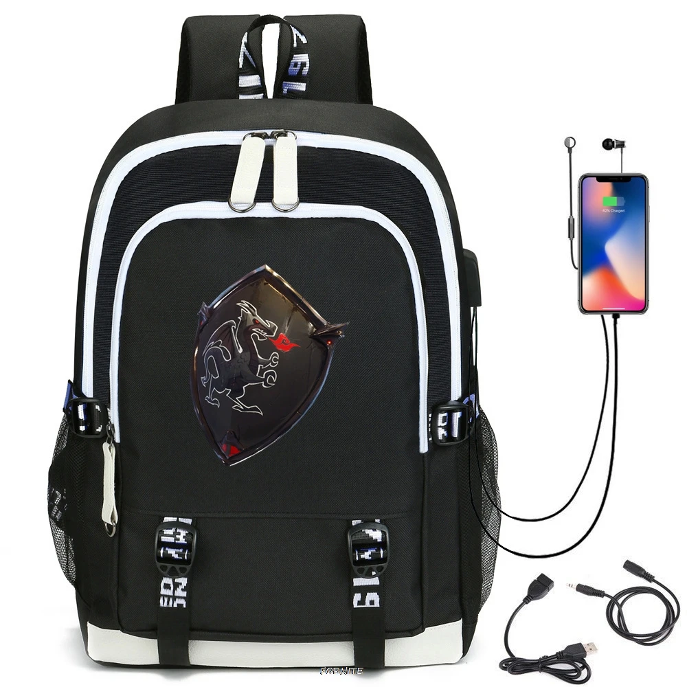 Модная новинка Студенческая сумка FORTNITE с мультяшным принтом USB-зарядка