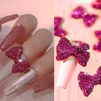 1 pc shining rhinestone bow nail art decorations 2021 fashion nail art decoration 3d nails sticker for diy manicure design