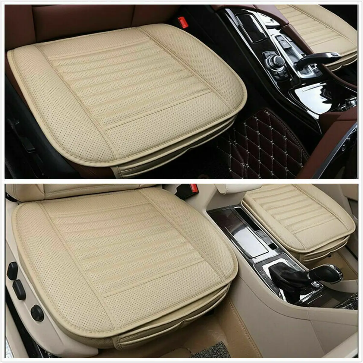 

EIDRAN Universal Car Seat Cover Without Backrest PU Leather Bamboo Charcoal Auto Seat Cushion Automobiles Non-slip Cover S