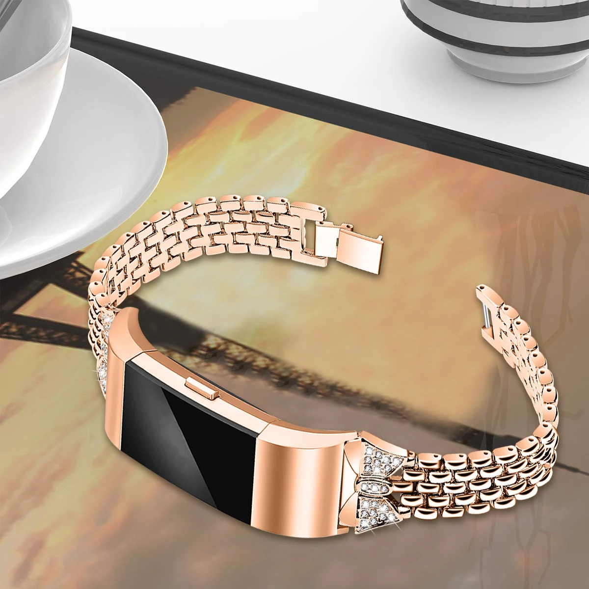 OULUCCI, Женский металлический ремешок из нержавеющей стали, для браслета FitBit charge 2, браслет, ремешок для часов, подходит для зарядки, 3 полосы