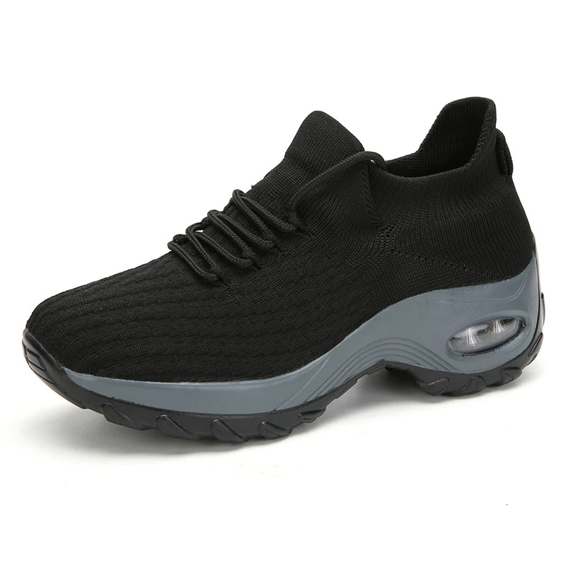 Кроссовки носки женские спортивные на шнуровке без застежки дышащие платформе