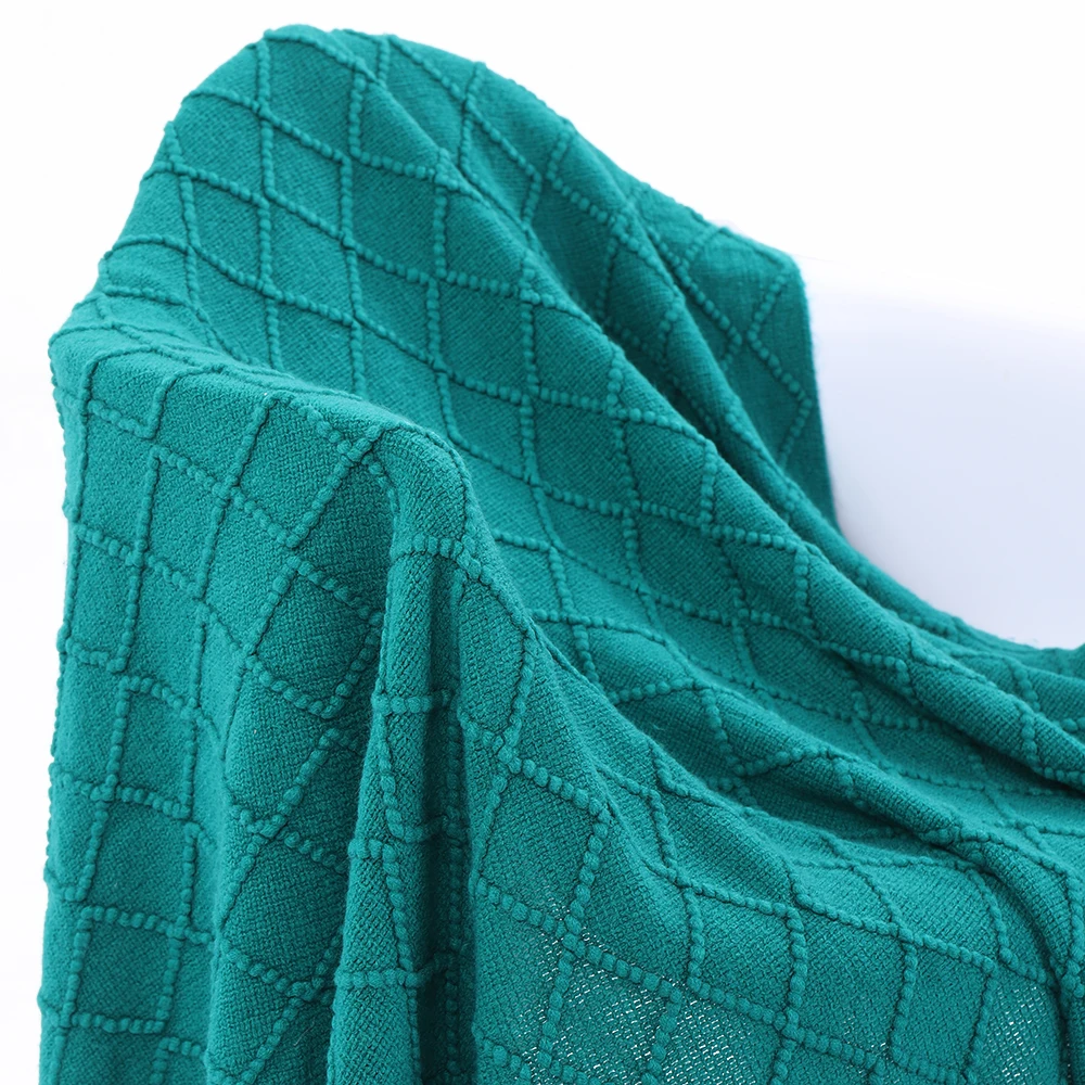 Оливково е Акриловые Вязаные пледы Одеяло супер мягкий текстурированный твердый