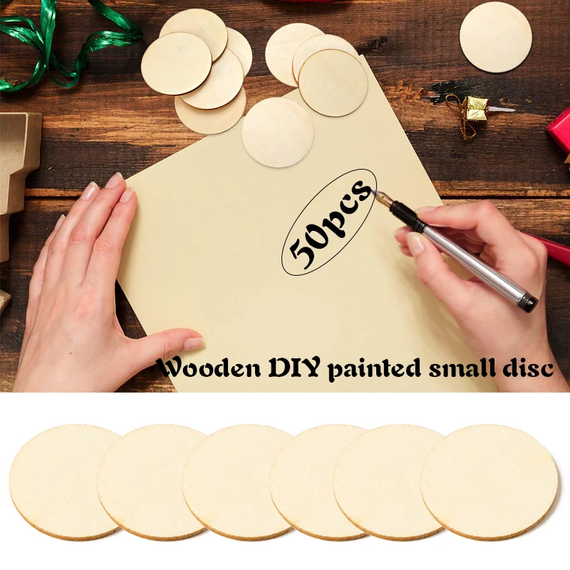 Круглые деревянные нарезанные Крашеные чипсы 50 шт. диски DIY домашнее украшение