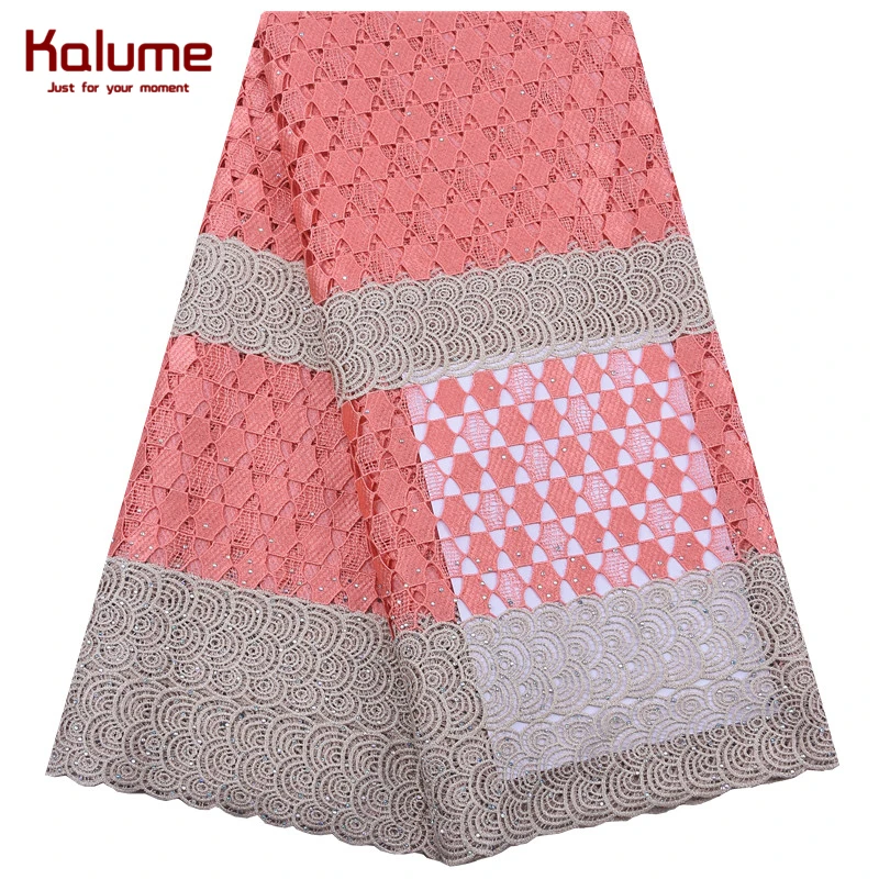 Горячая Распродажа нигерийский гипюровый шнур Kalume кружевная ткань с отверстиями