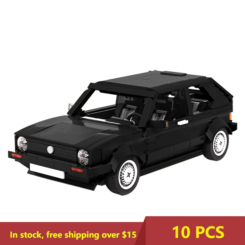 

Конструктор Moc MK1 в классическом стиле для гольфа, Модель гоночного автомобиля, известный город, скоростной спортивный автомобиль, серый чер...