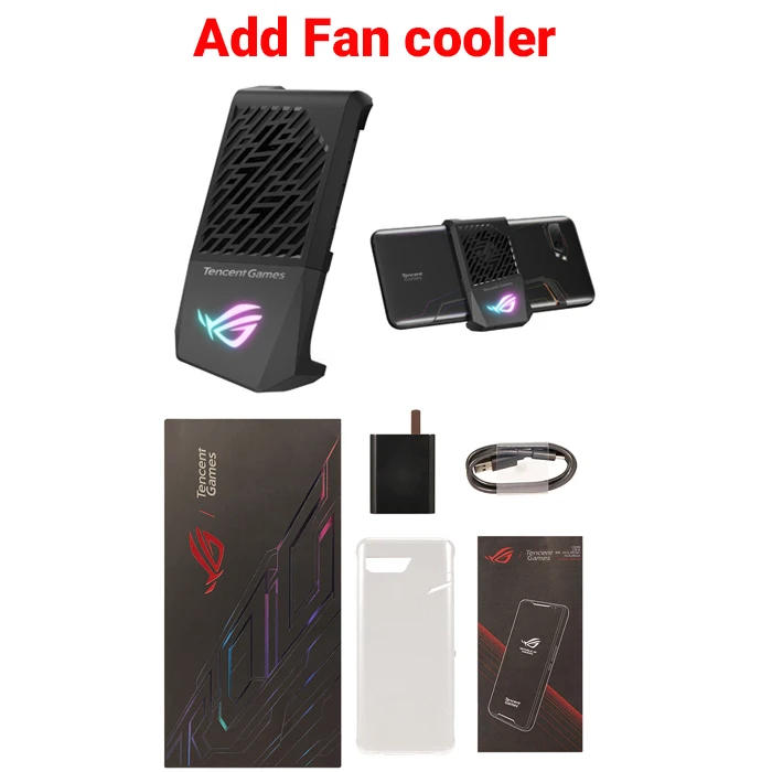 add Fan cooler Global Firmwar Asus ROG Phone 2 8 Гб 128 ГБ игровой телефон ROG Phone II ZS660KL 6,59 дюймов 8 Гб 128 ГБ Snapdragon 855+ 6000 мАч мобильный телефон - Цвет: add Fan cooler