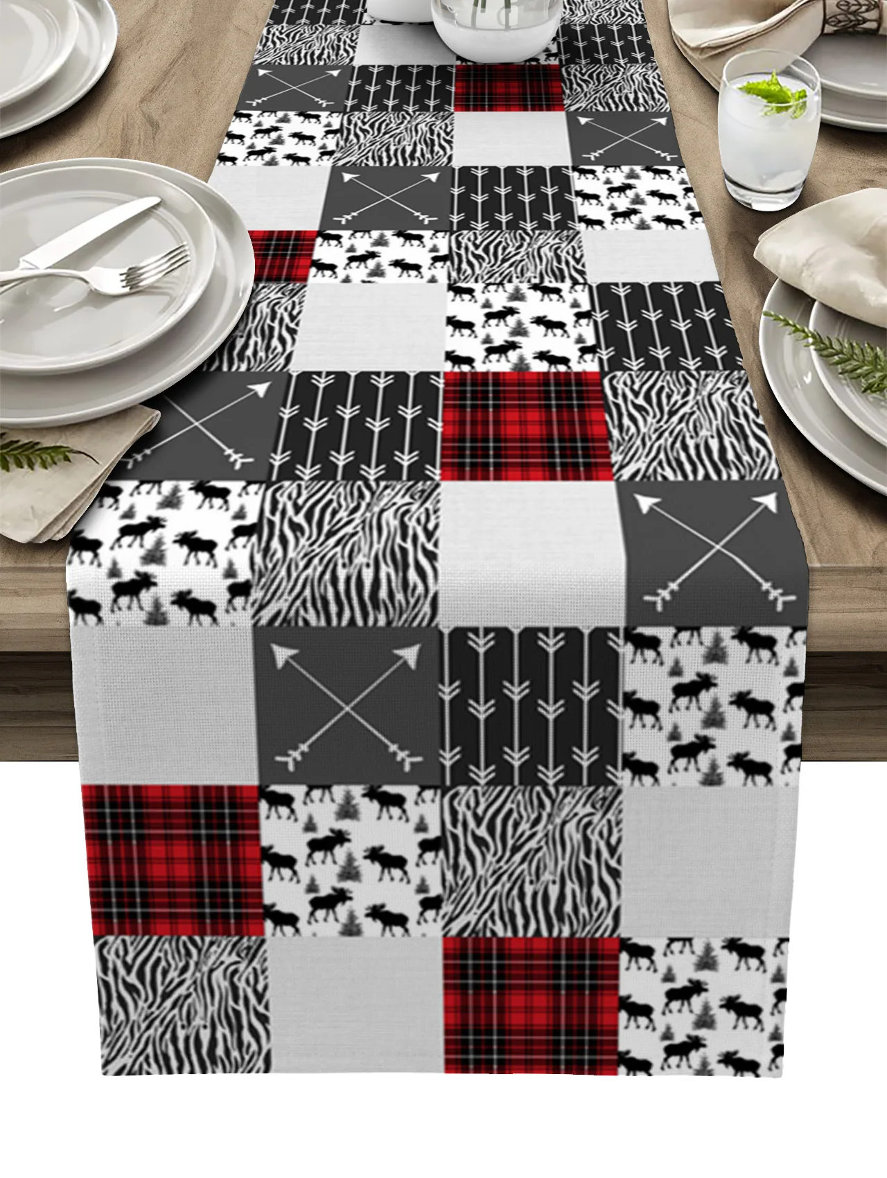 

Red And Black Buffalo Grid Zebra Pattern Table Runner Home Dining Table Decor Placemat Hotel Wedding Table Decor Tablecloth
