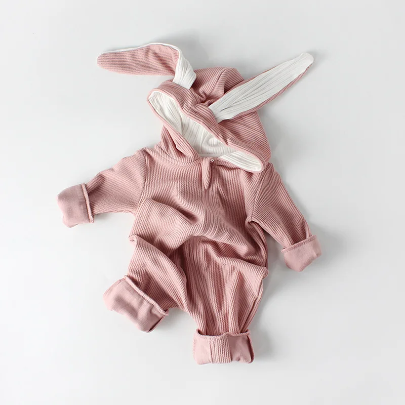 

Children Romper Newborn Baby Clothes Solid Color Spring Autumn Baby Girls Long Rabbits Ears Baby Rompers Winter Baby Jumpsuits
