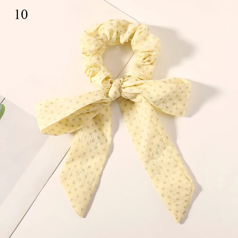 

Fashion Beautiful Floral Hair Scrunchies Cloth Soft Elastic Hairbands Ponytail Hair Scarf Long Ribbon Hair Accessories Hot Sale
