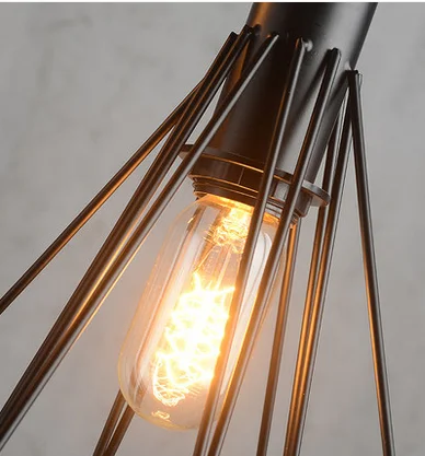 

Vintage Geometry Hanging Pendant Light Retro Black Caged Geometric Pendant Lamp Restaurant Loft Lighting Fixture Pendant Light