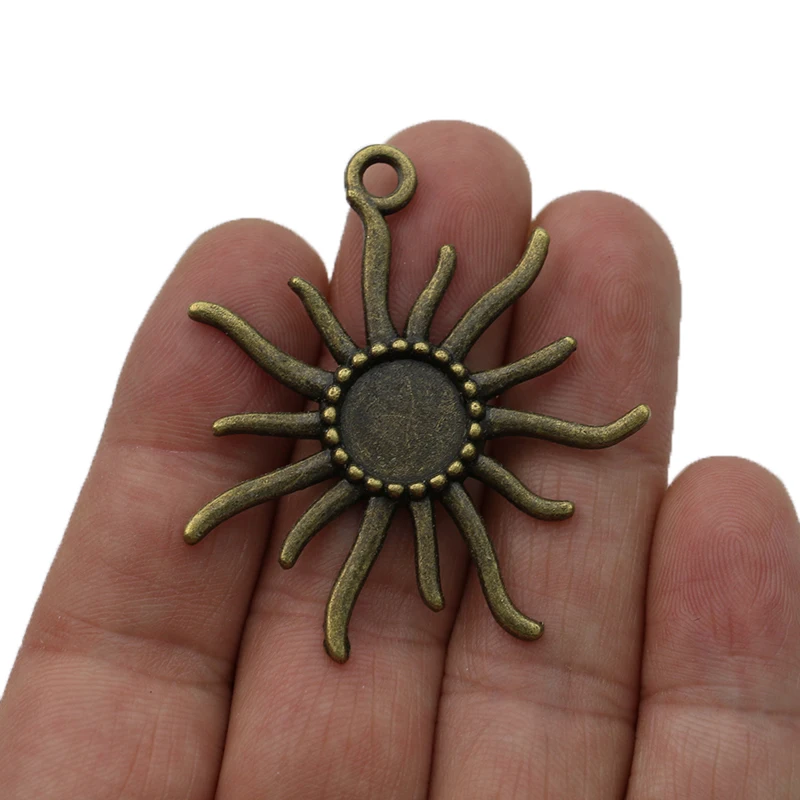 

6PCS Silver Plated Sun Charm Pendants for Jewelry Making Bracelet DIY Accessories 44x49mm