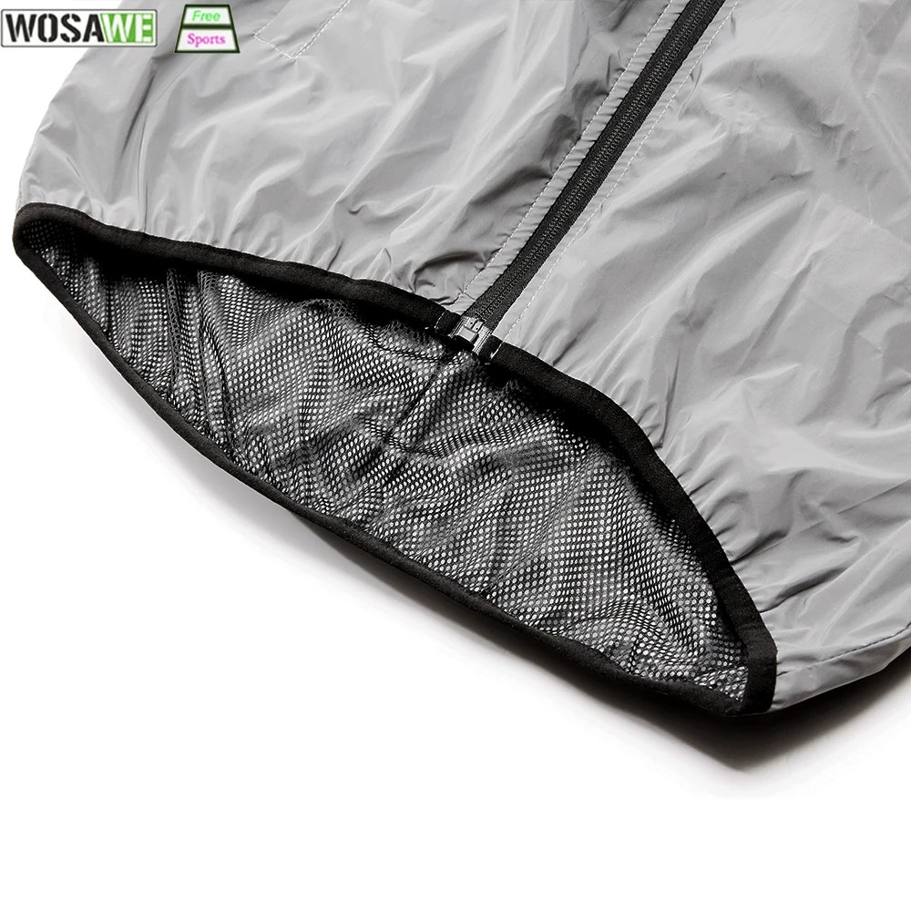 WOSAWE Full Reflective Cycling Jackets Men Coats Spring Autumn Hooded Windbreaker Bike Soft Windproof Waterproof Jacket