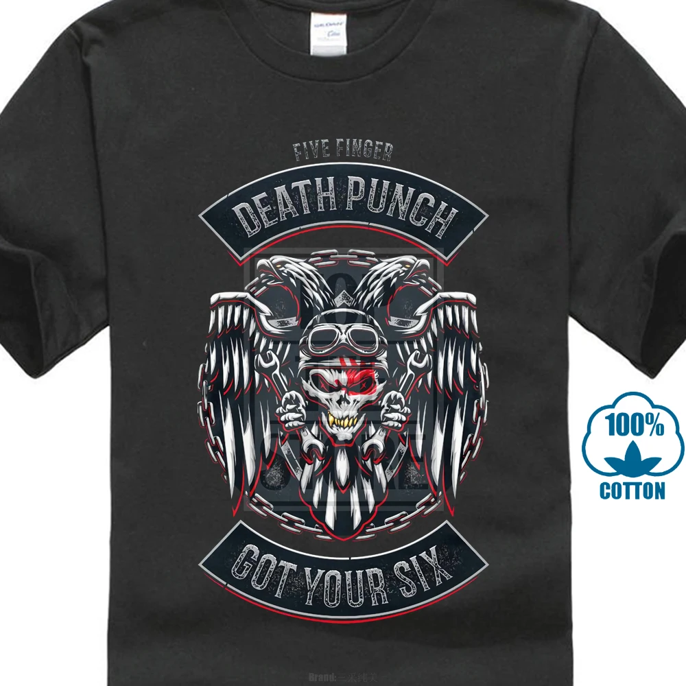 Футболка мужская с надписью Five Finger Death Punch Байкерский значок от S до 4Xl|Мужские