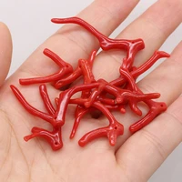 fashion red beads natural coral branch shape beads pendant for ms jewelry making diy necklace earrings accessories 10x15 20x30mm