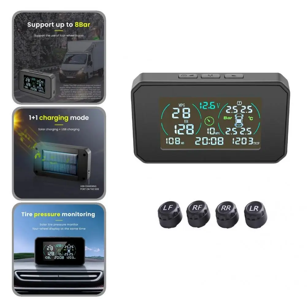 

Useful Car TPMS Convenient Easy Reading HUD TMPS Smart Car OBD2 Solar TMPS for Car HUD TMPS