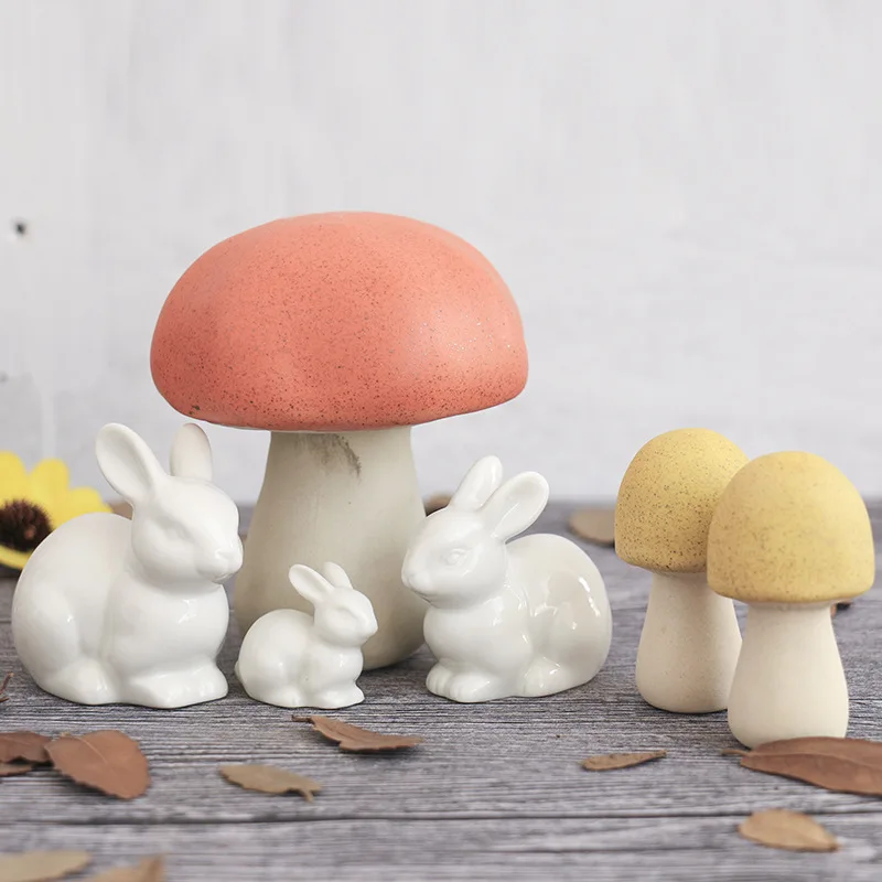 Симпатичный керамический кролик домашний декор в виде семьи белые животные