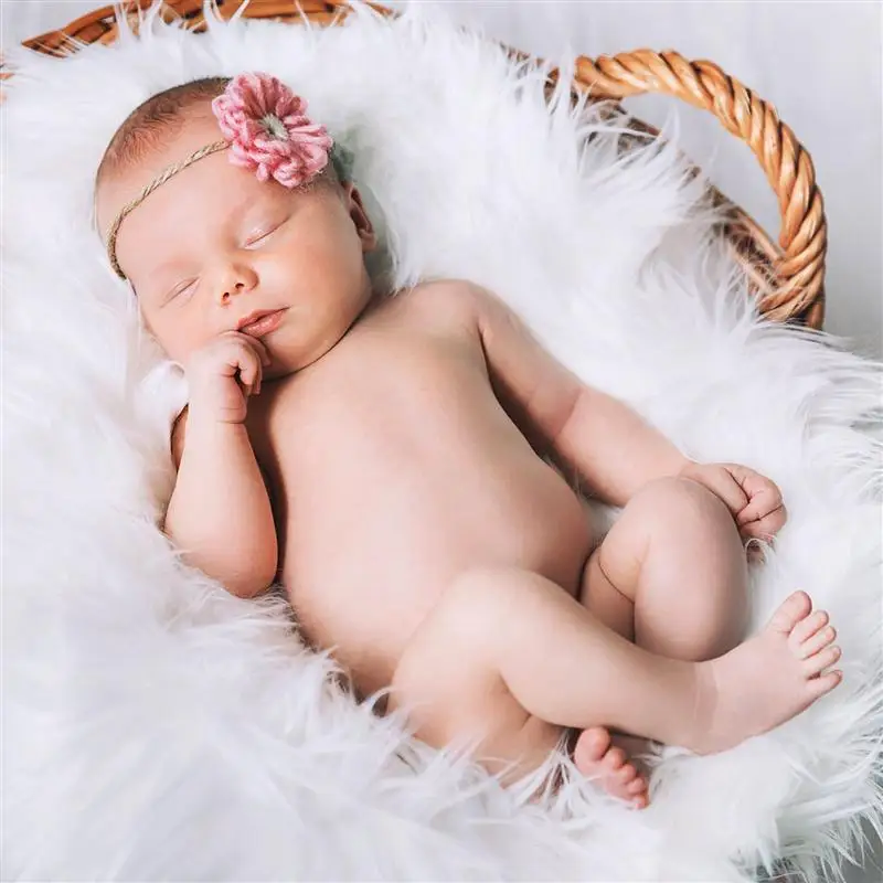 

OULII Newborn Photography Props Blanket Toddler Infant Photo Backdrop Fabrics Blanket Comfortable Fur Photography Wrap for Baby