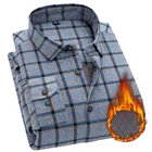 Aoliwen брендовая мужская зимняя двухслойная теплая 100% хлопковая плотная Повседневная деловая рубашка с длинным рукавом с шерстяной подкладкой мягкая мужская рубашка в клетку