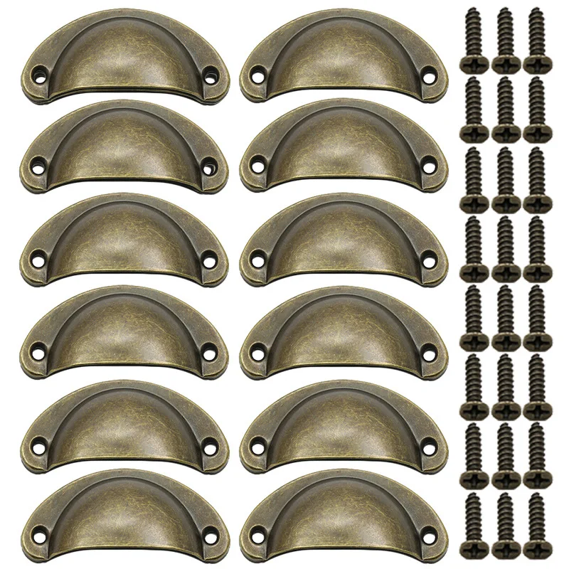 

12pcs Antique Conch Handle Vintage Furniture Drawer Knob,Handles For Cabinet Door Closet Dressing Table Drawer Hardware