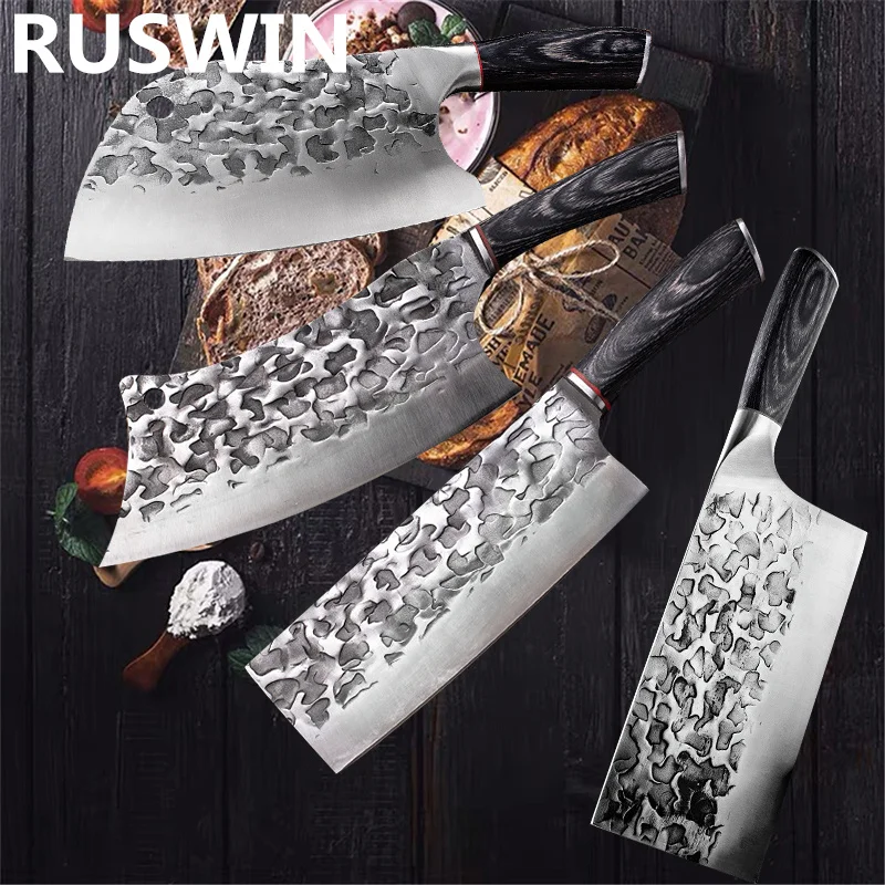 

Forged Butcher Knife Gyuto Kitchen Knife Meat Cleaver Japanese High Carbon Steel Knife Handmade Chef Tang Slicing Cooking Knife
