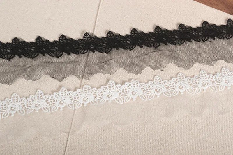 Бесплатная доставка бело-Черная мягкая сетчатая кружевная фабрика с вышивкой