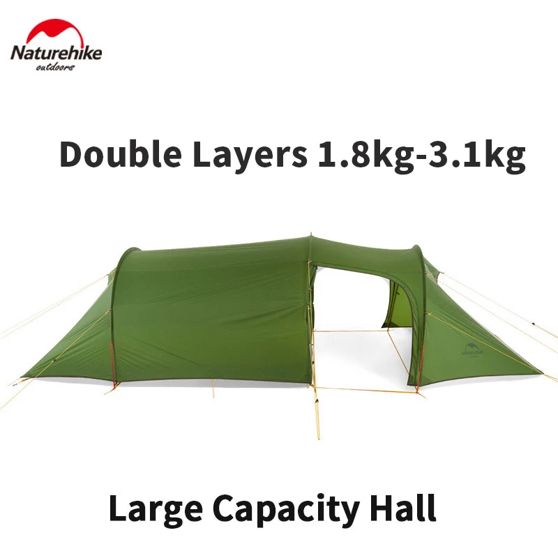 Naturehike Camping Tent Opalus Tunnel 2-4 Persons 4 Seasons Tent Ultralight Waterproof 15D/20D/210T Fabric Tourist Tent With Mat