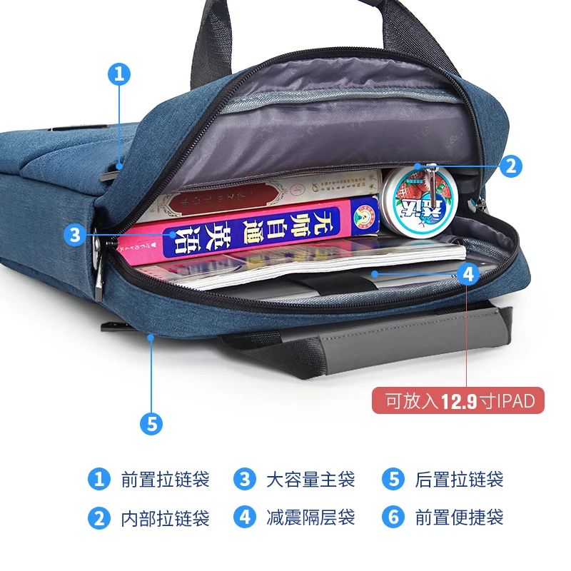 Business A4 File Package 13-Inch Vertical Briefcase Men's Portable Crossbody Computer Bag Waterproof Leisure Oxford Business