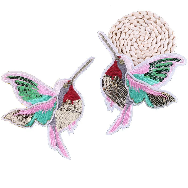 Sequin Hummingbird Patch Animal Applique Iron on Patches for Clothes Embroidery Badge Stickers DIY Sewing Supplies | Дом и сад